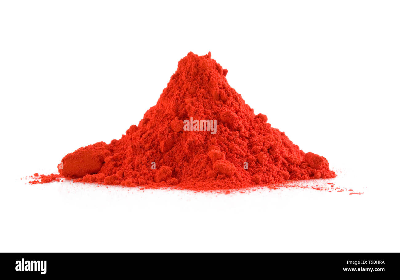 Pile of red powder isolated on white Stock Photo