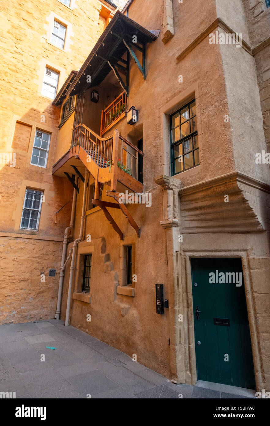 Historic restored buildings in Riddles Court off Lawnmarket in Edinburgh Old town, Scotland, UK Stock Photo