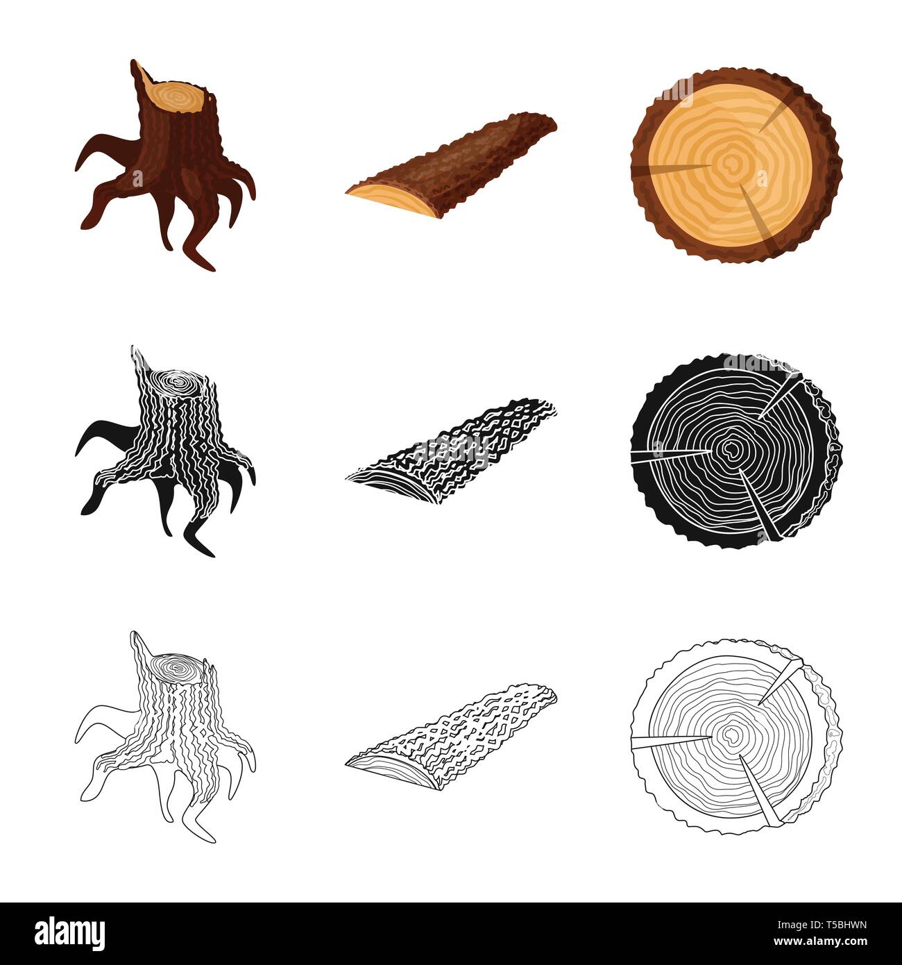 Vector design of tree and raw icon. Set of tree and construction vector ...