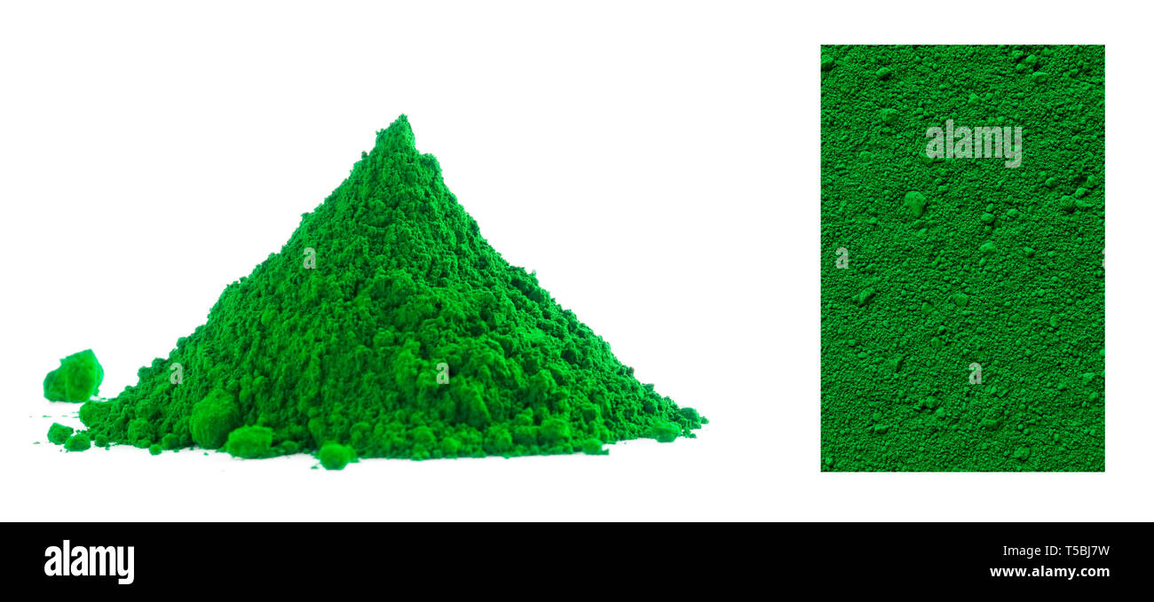 Collection of green powder isolated on white Stock Photo Alamy