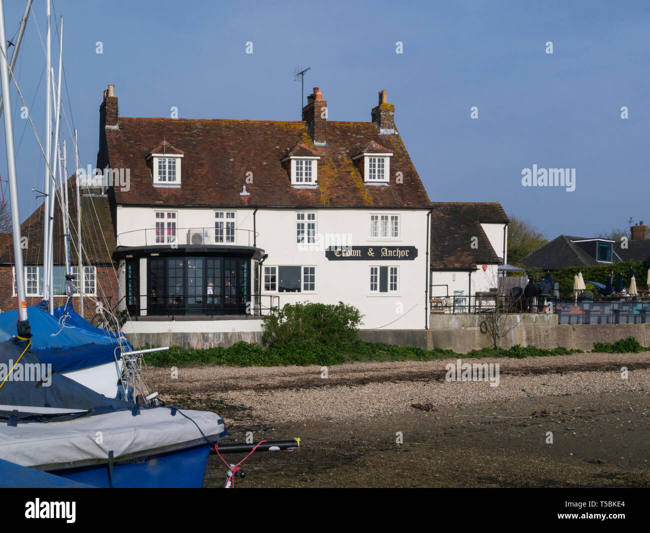 Crown and Anchor Public House and restaurant Dell Quay Marine West Sussex England UK on a lovely spring April day weather Stock Photo