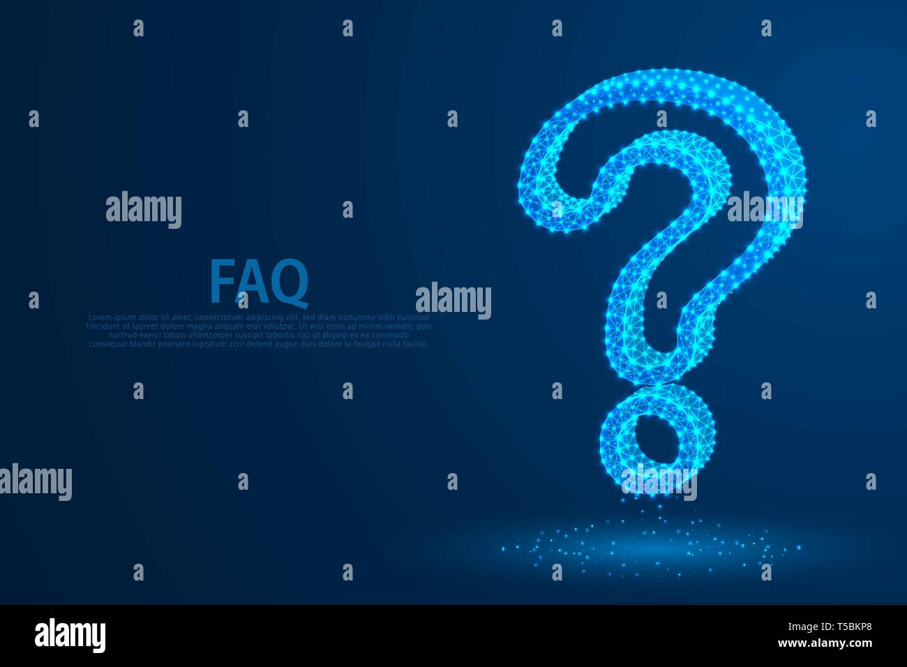 Question mark icon from lines, triangles and particle style design