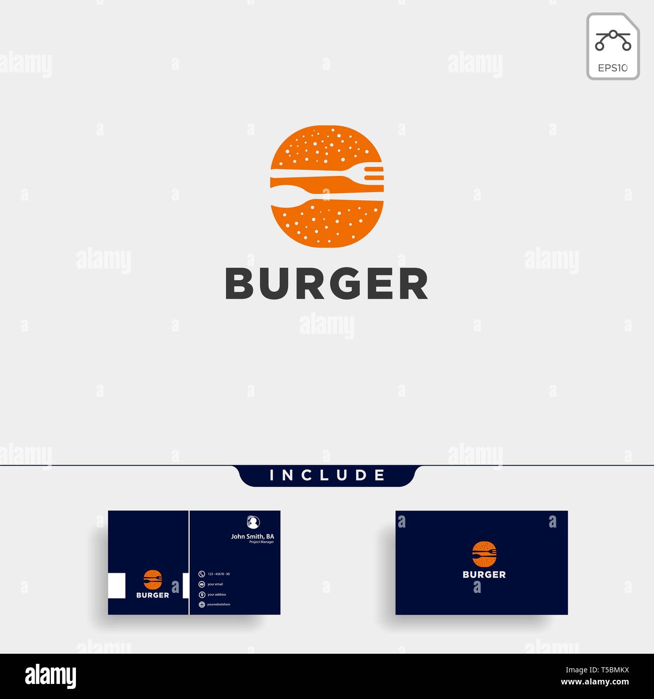burger spoon fork simple flat logo design vector illustration icon element Stock Vector