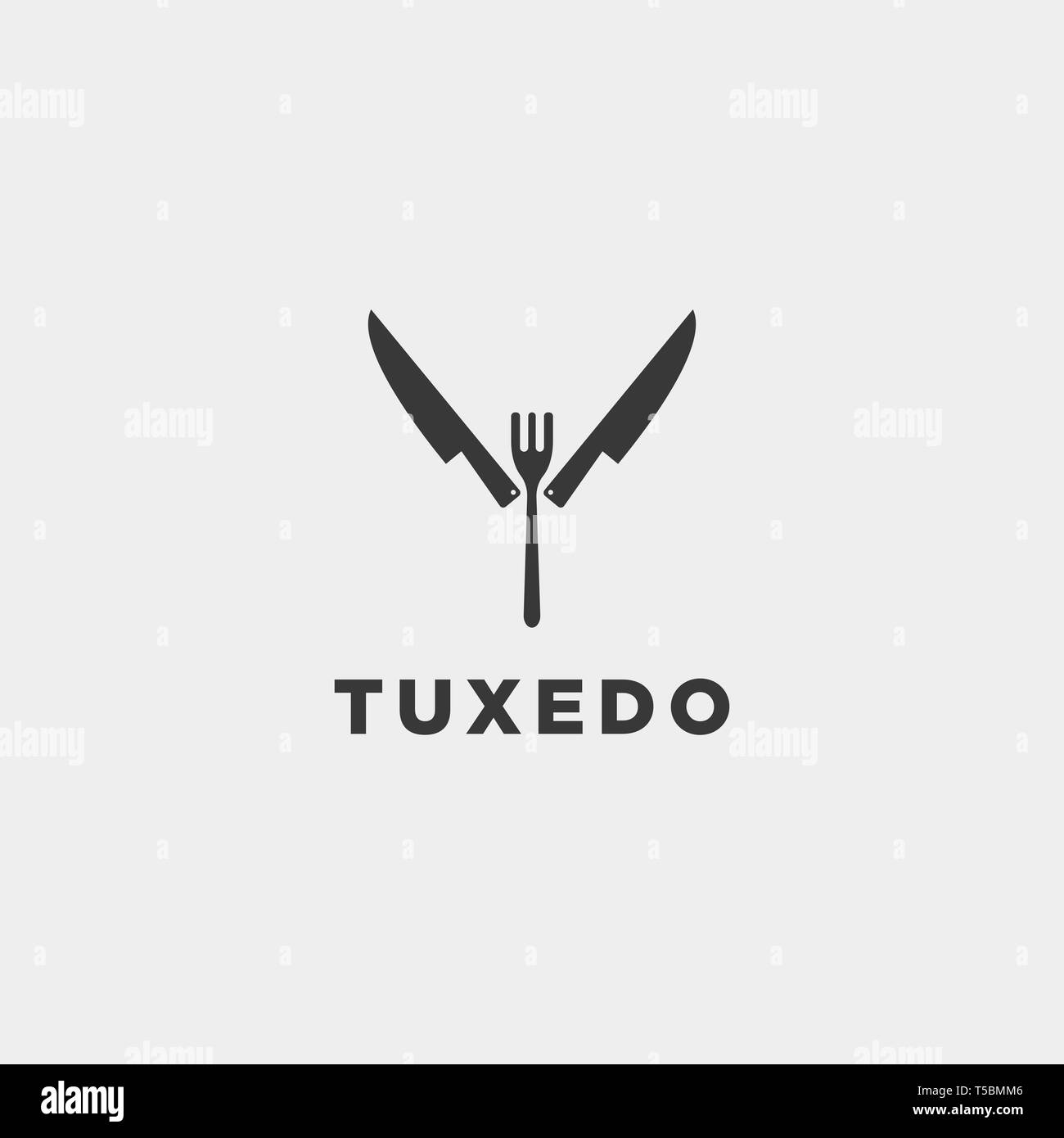 knife fork spoon tuxedo simple flat logo design vector illustration icon element Stock Vector