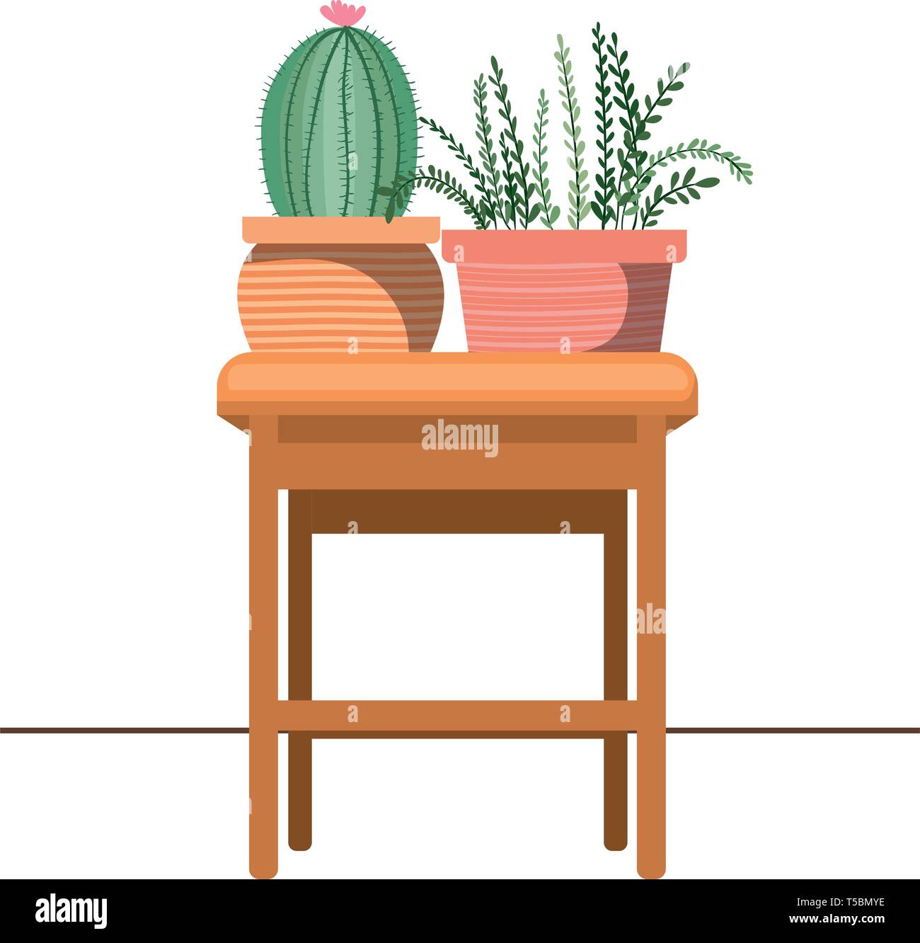 cactus with potted on the table icon Stock Vector