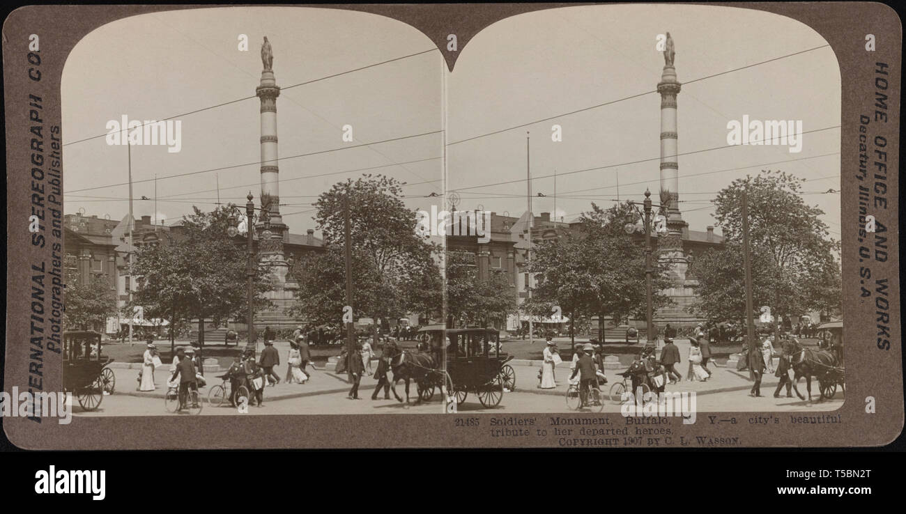 'Soldier's Monument, Buffalo, N. Y. - a City's Beautiful Tribute to her Departed Heroes, Stereo Card, International Stereograph Co., 1907 ' Stock Photo
