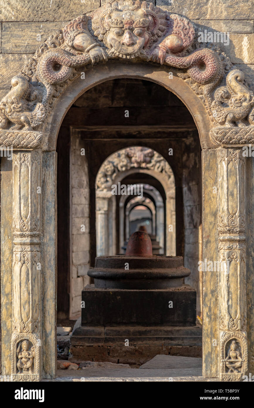 One of the numerous Shiva lingam found at the Pashupatinath temple complex Stock Photo
