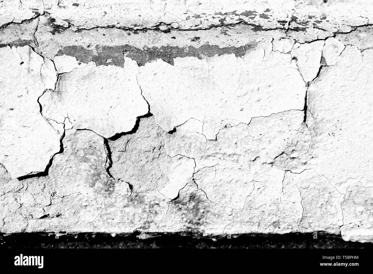 Old painted wall background texture close up. Black and white Stock Photo