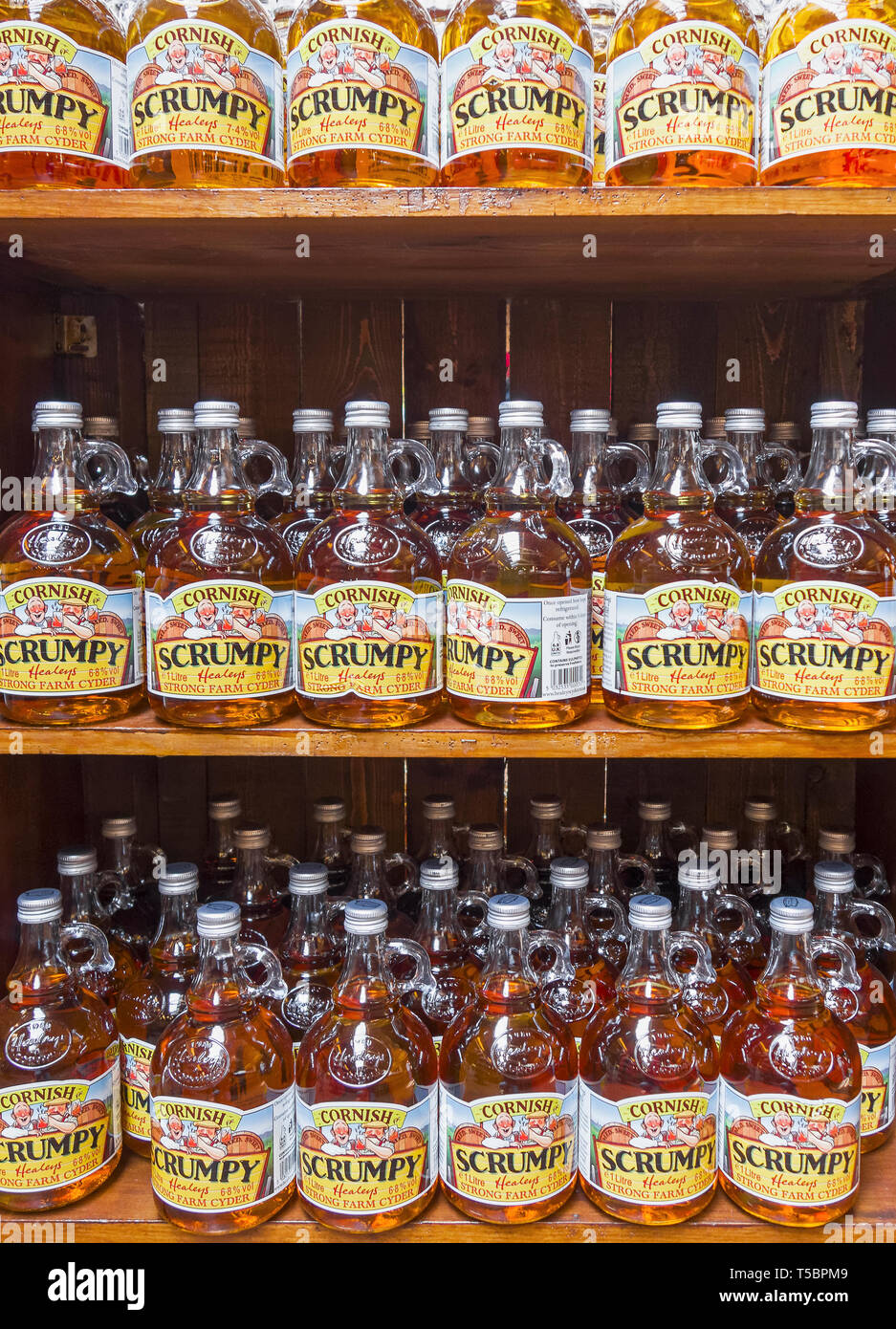Bottles of scrumpy cider for sale in Healey's Cornish Cyder Farm
