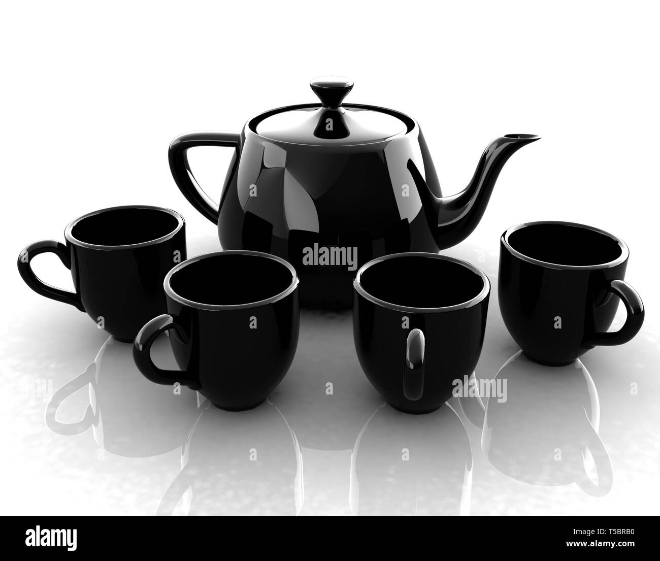 The Teapot and Cup are Insulated on a White Background. Stock Photo - Image  of black, design: 180170724