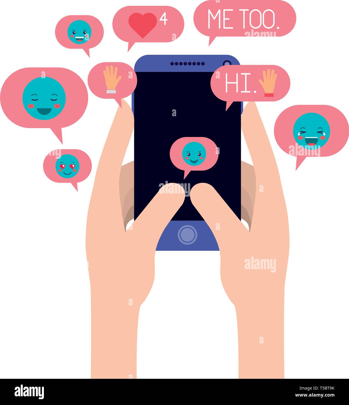 hands using smartphone and social media icons Stock Vector Image & Art ...