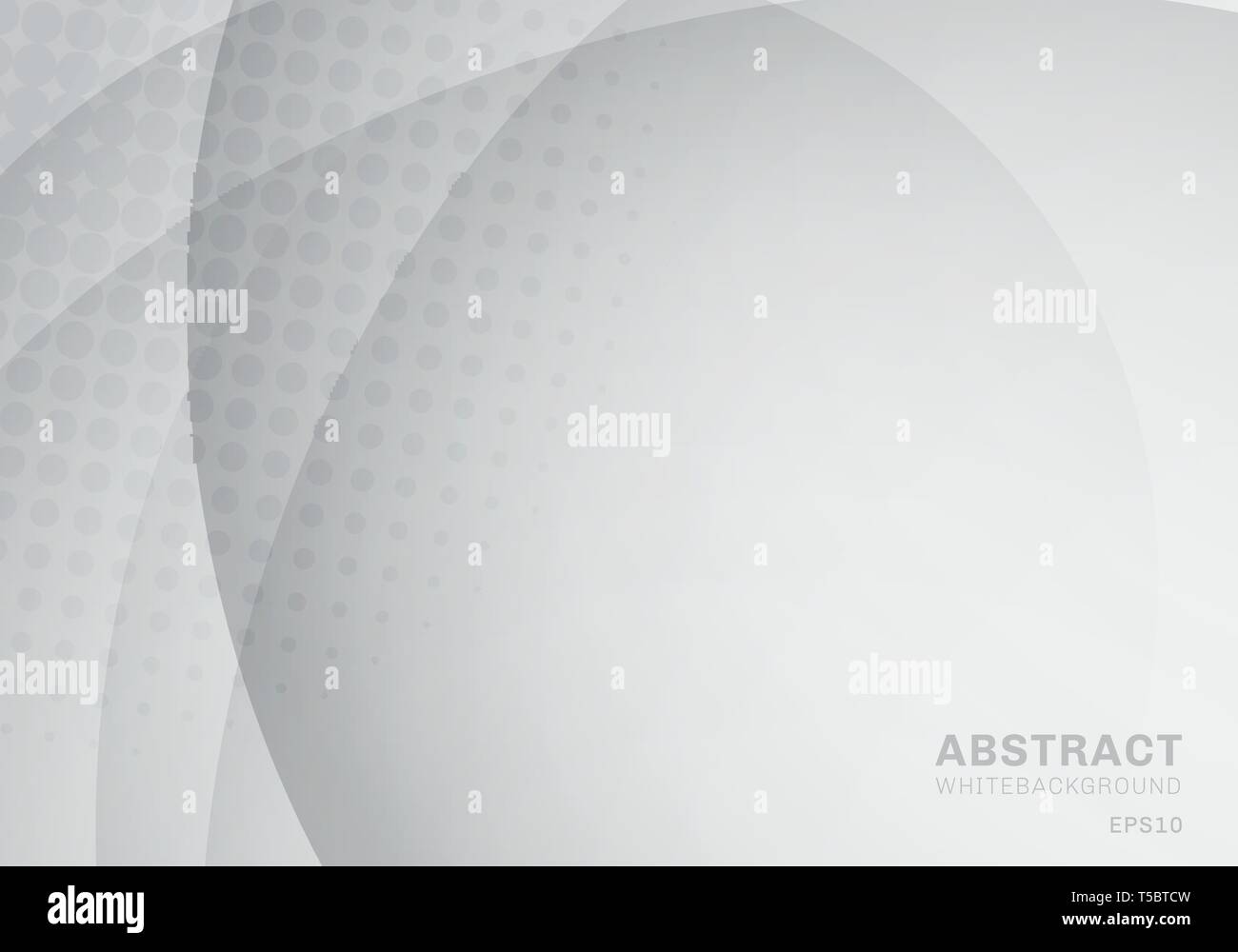 Abstract circle and curve with halftone texture white and gray ...