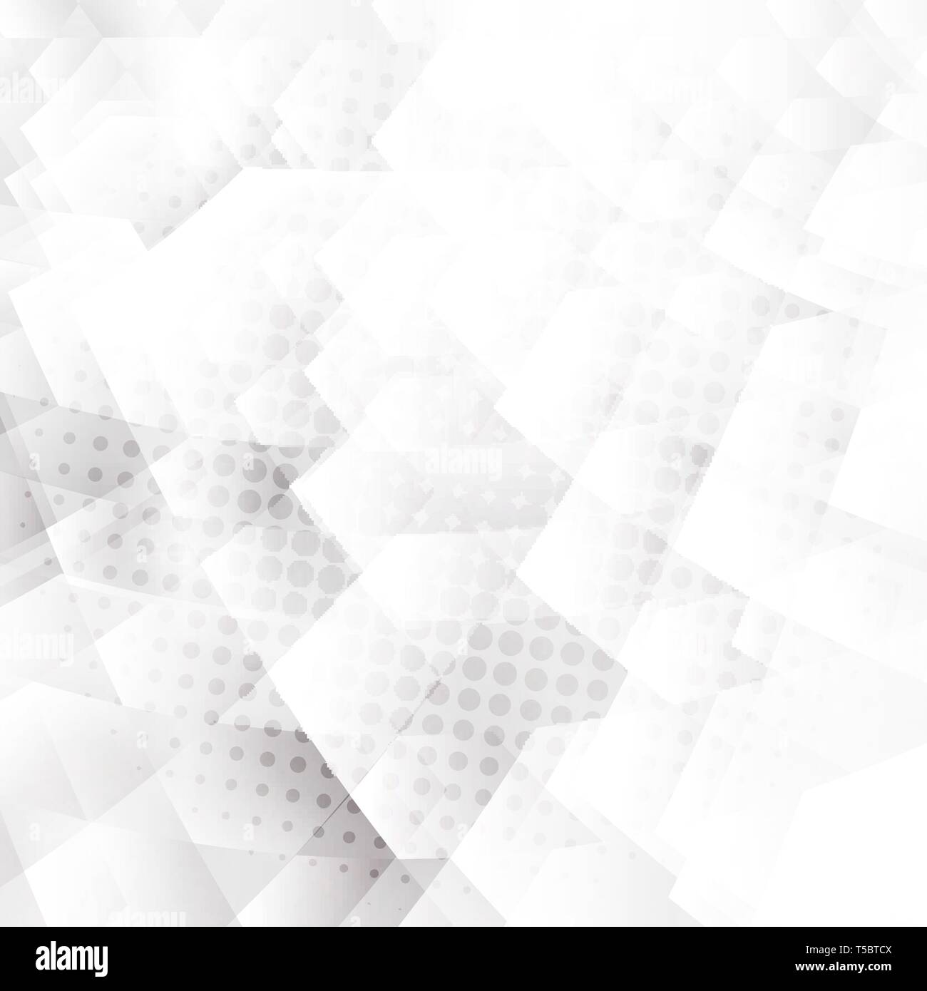 Abstract white and gray geometric hexagons shapes overlapping ...