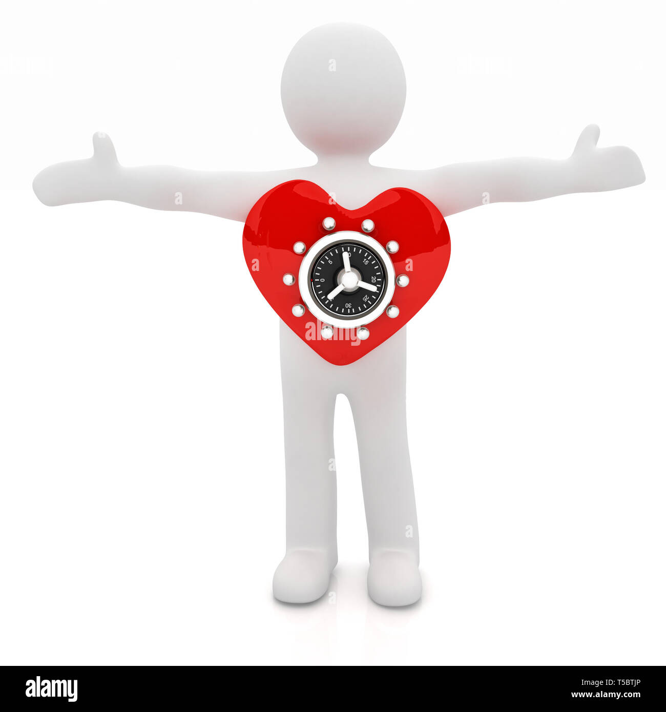 3d man - people with safe heart Stock Photo