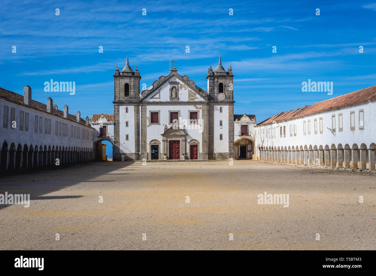 15th century Church and Sanctuary of Nossa Senhora do Cabo on Cabo Espichel cape on the western coast near Seisimbra town in Portugal Stock Photo