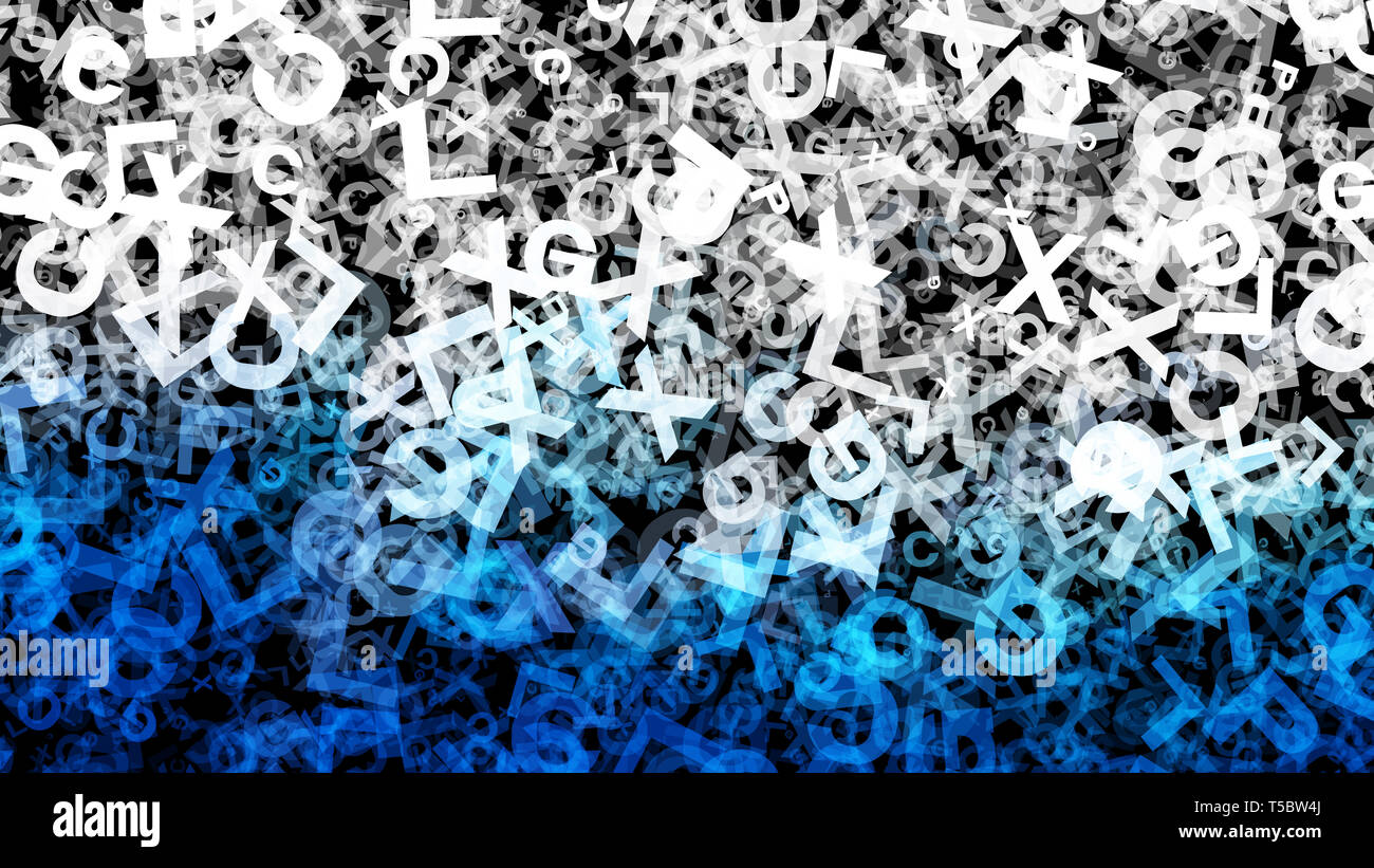 Blue Black and White Chaos Alphabet Letters Texture Background Image ...