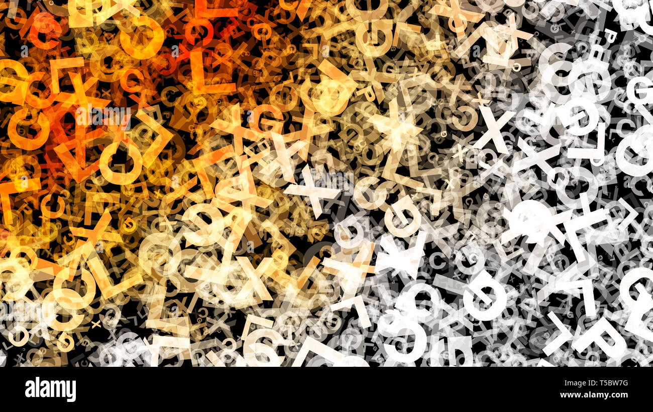 Orange Black and White Chaos Alphabet Letters Texture Background Image ...