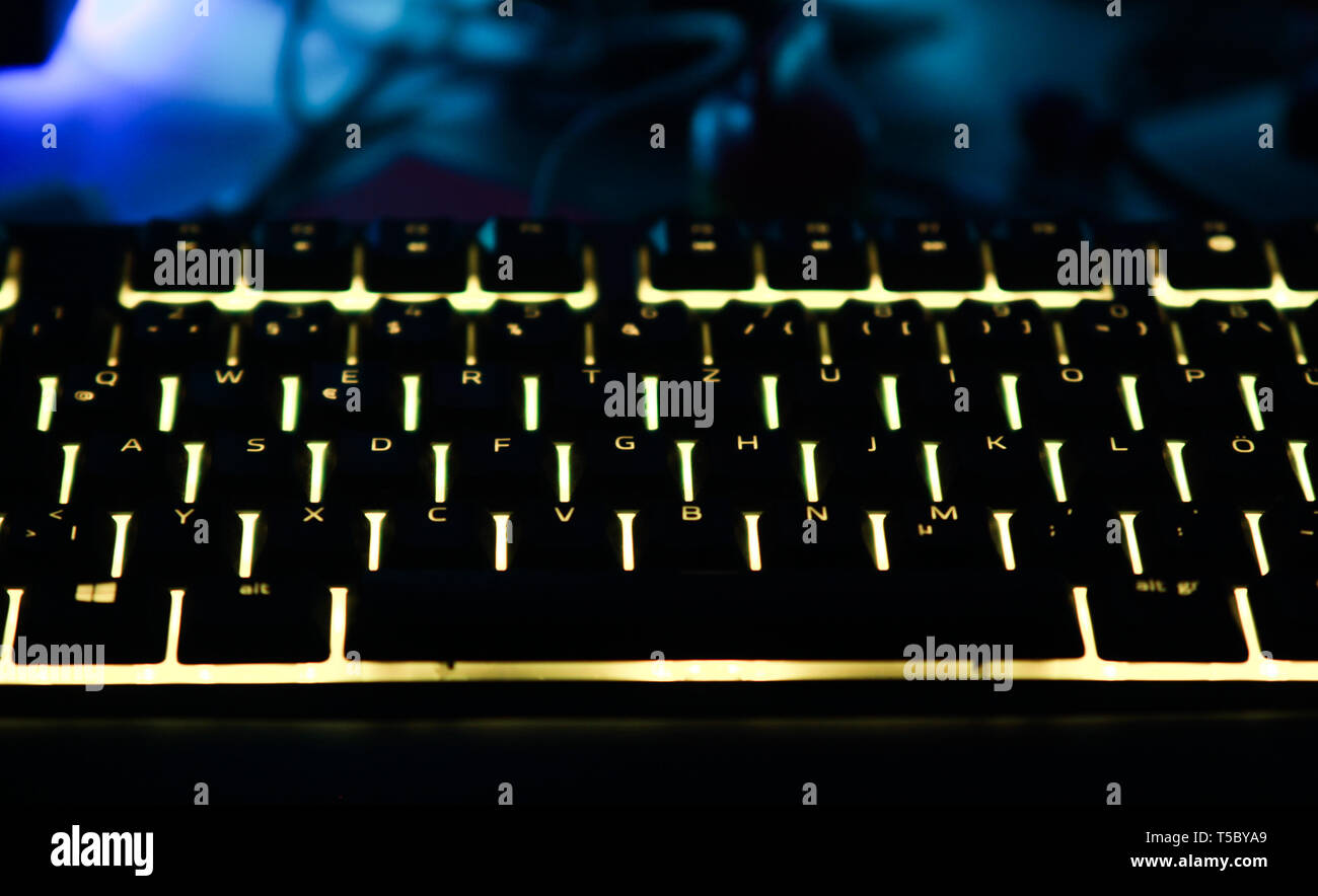 Illuminated keyboard for gaming PC Stock Photo - Alamy