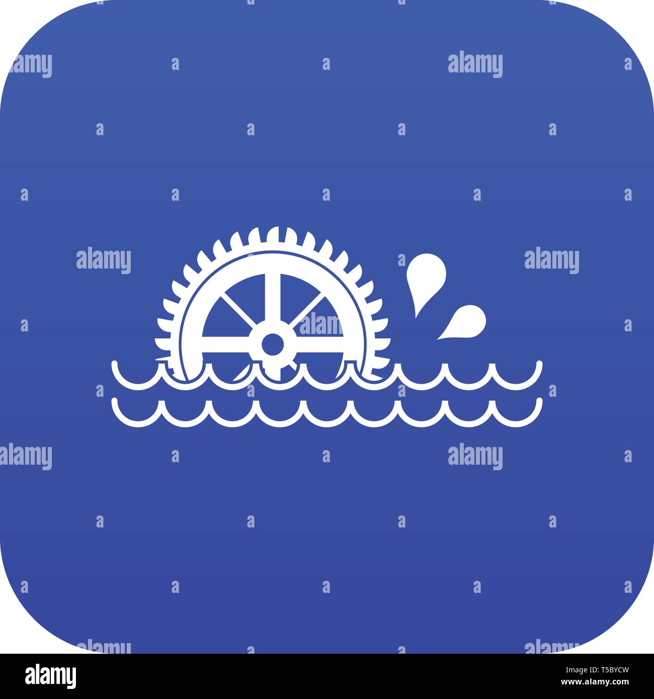 Waterwheel icon digital blue Stock Vector