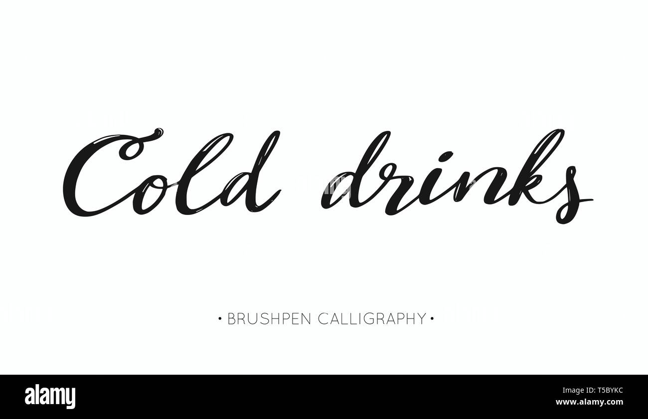 Cold drinks vector handwritten Calligraphy for summer drinks and beverages. Lettering hand drawn