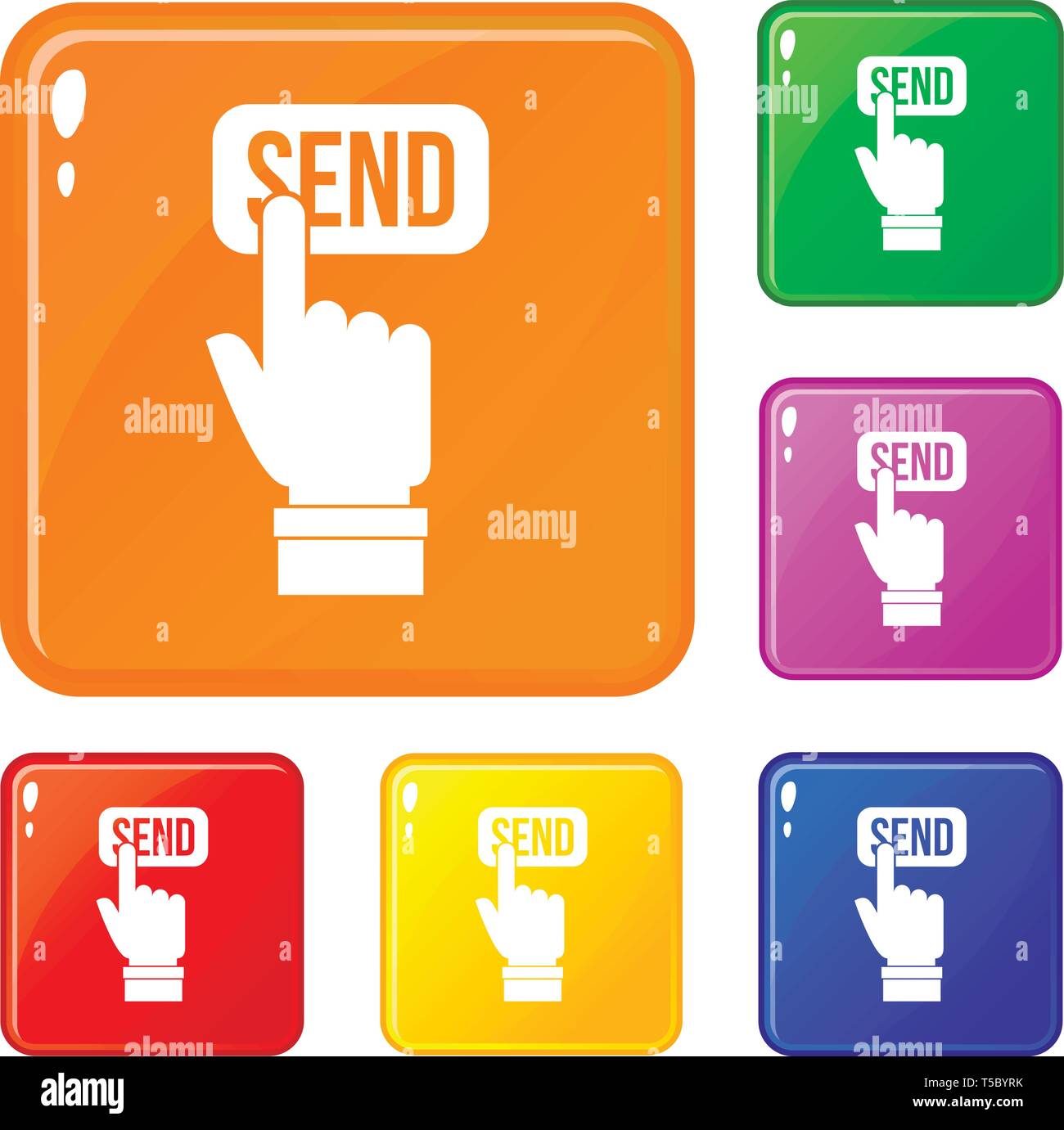 Email communication concept icons set vector color Stock Vector Image ...