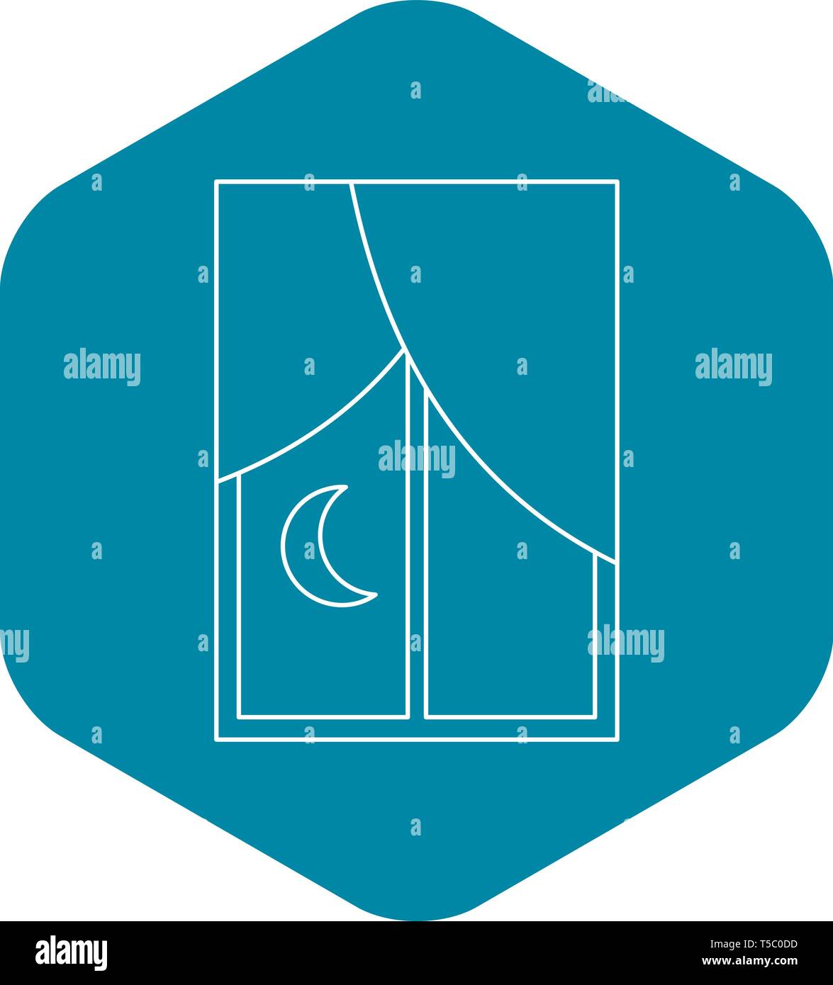 Night view from the window icon, outline style Stock Vector Image & Art ...