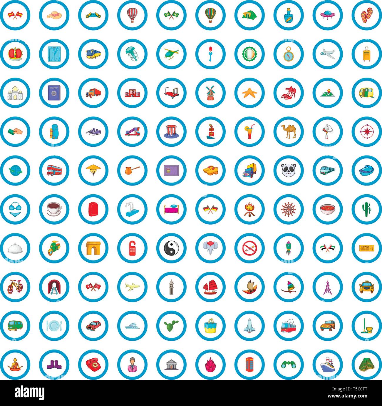 100 trip icons set, cartoon style Stock Vector Image & Art - Alamy