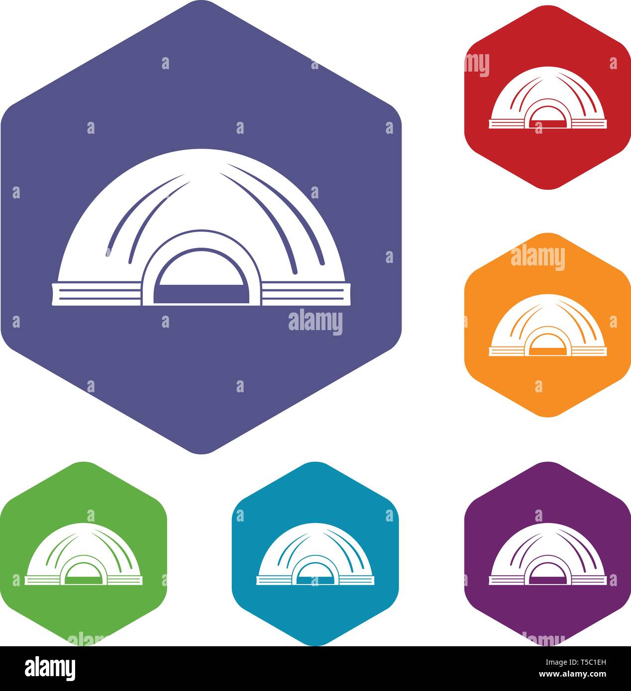 Aboriginal dwelling icons vector hexahedron Stock Vector