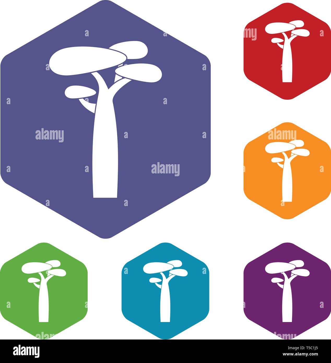 Baobab icons vector hexahedron Stock Vector