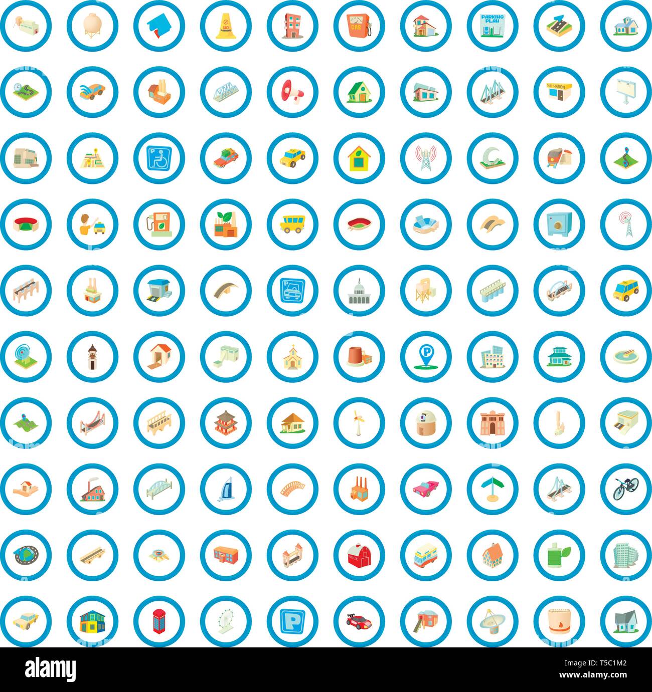 100 urban icons set, cartoon style Stock Vector Image & Art - Alamy