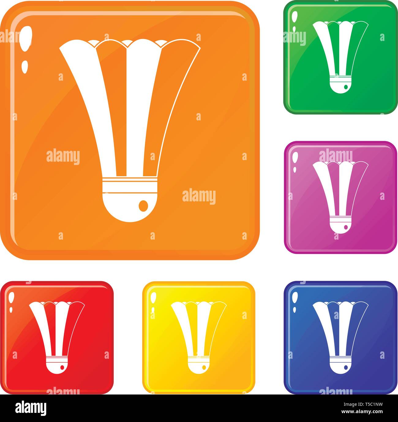Black and white shuttlecock icons set vector color Stock Vector Image ...