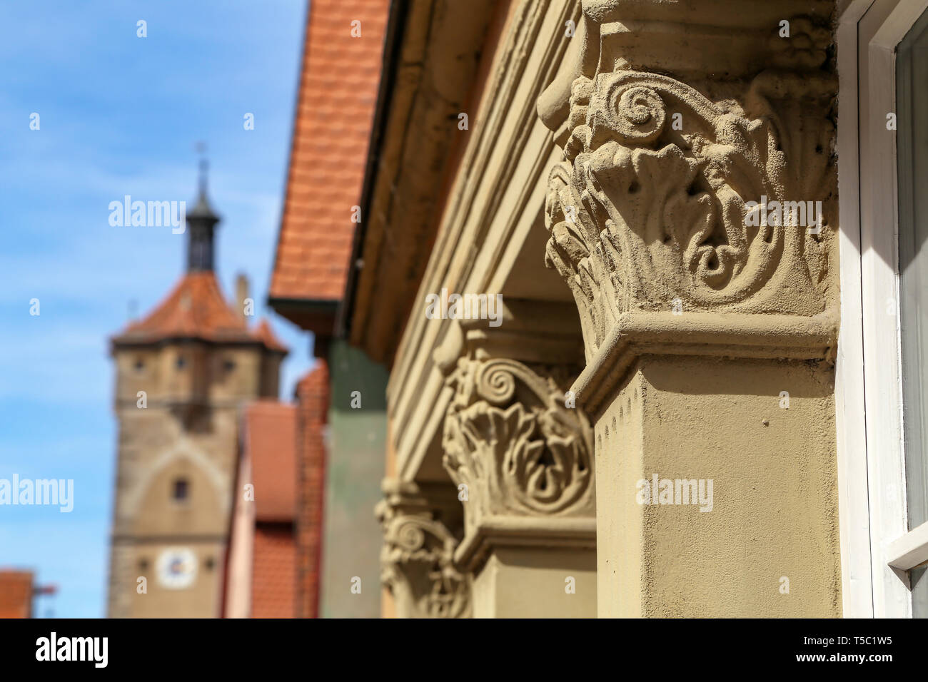 Decorative architectural element on a blurred background. Stock Photo