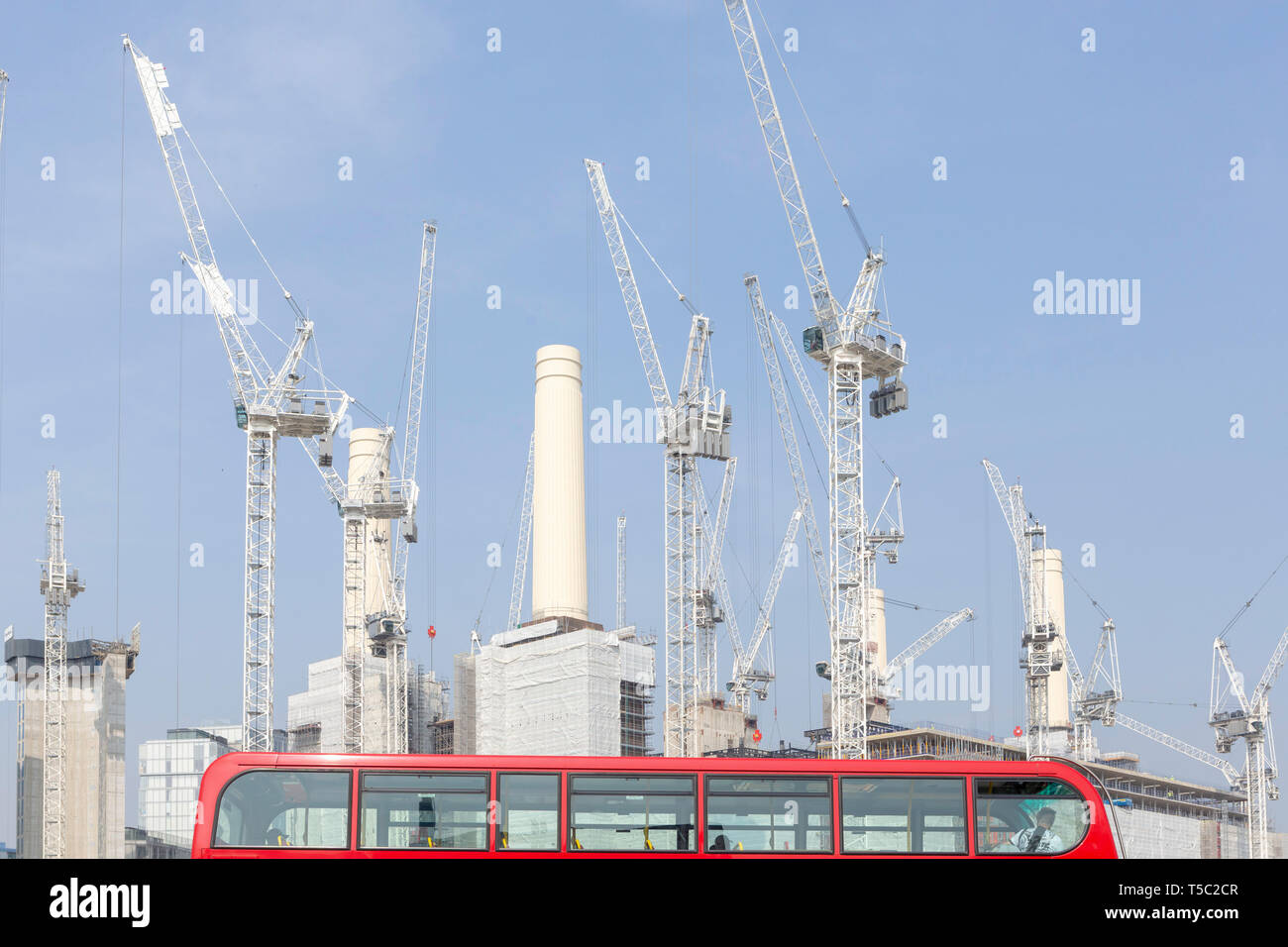 The continuing development of the former grade two listed power station beside the river Thames at Battersea, west London. Picture date: Wednesday Apr Stock Photo