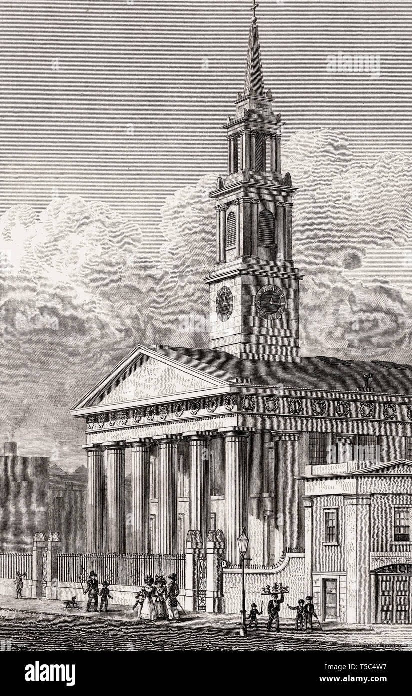 St John's Church, Waterloo Road, London, illustration by Th. H. Shepherd, 1828 Stock Photo
