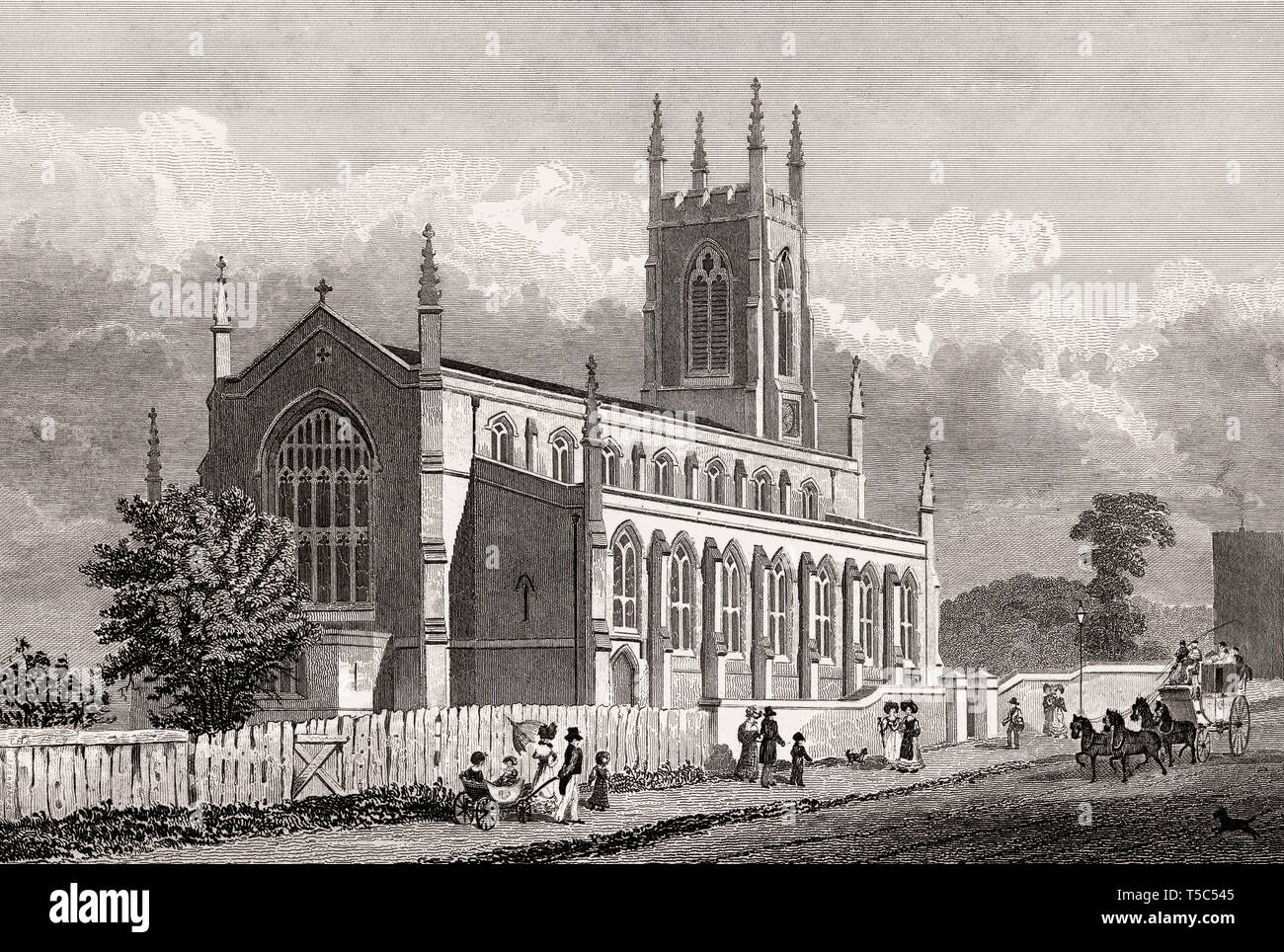 St John's Church, Upper Holloway, London, illustration by Th. H. Shepherd, 1828 Stock Photo