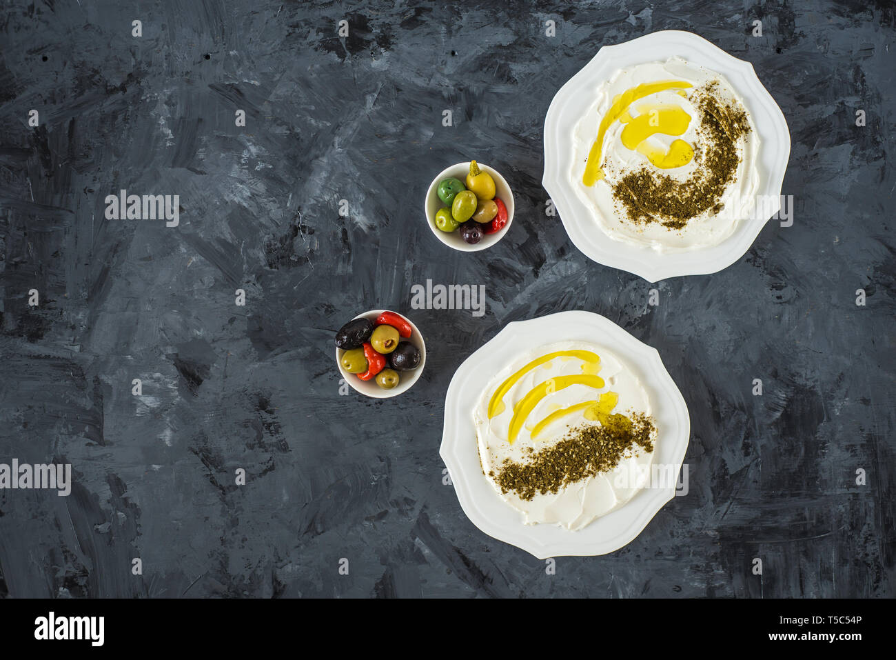 labneh (labaneh) middle eastern soft white goat's milk cheese with