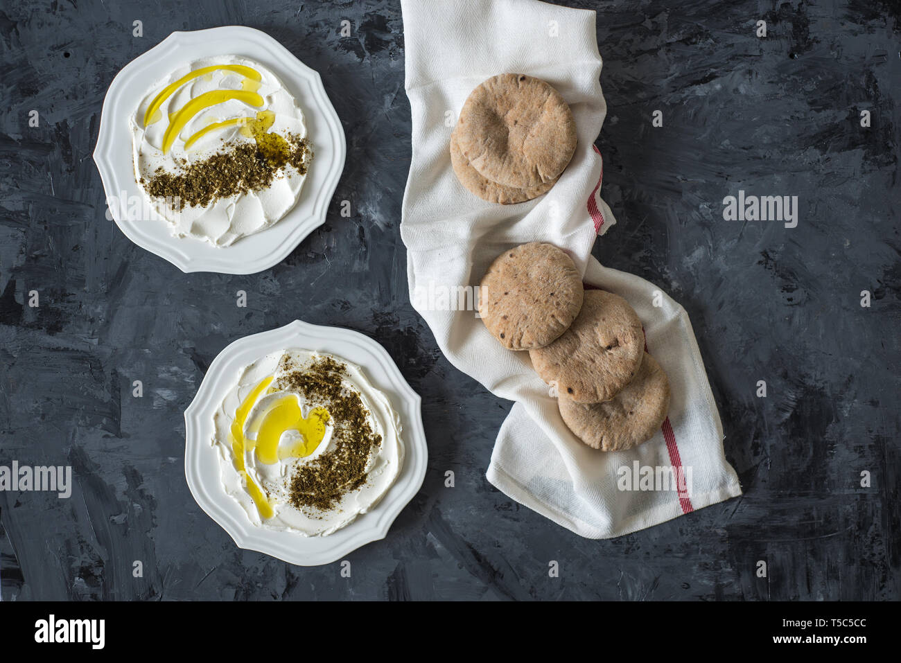 labneh (labaneh) middle eastern soft white goat's milk cheese with