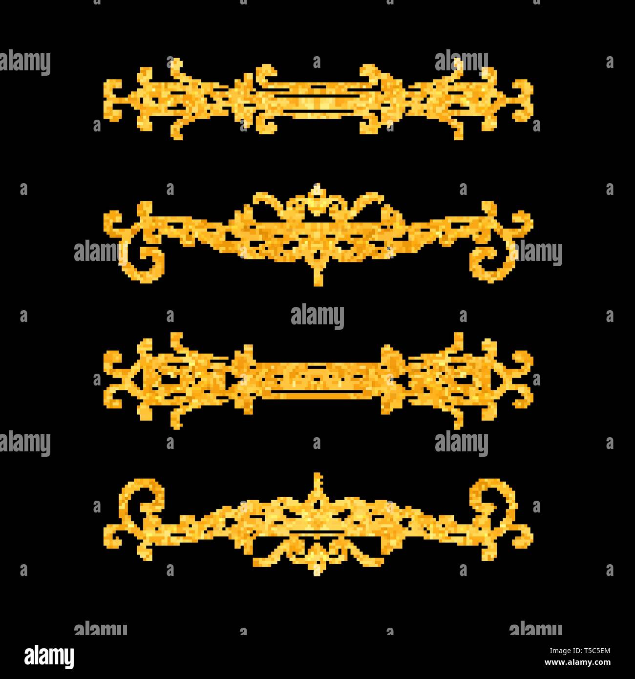Set golden ornate page decor elements hi-res stock photography and ...