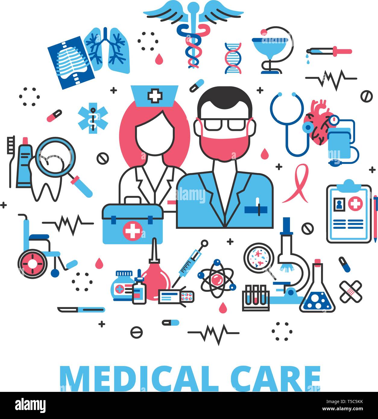 Flat Line Design Website Banner Of Health Care Clinic And Hospital Facilities Modern Vector Illustration For Web Design Marketing And Print Materia Stock Vector Image Art Alamy