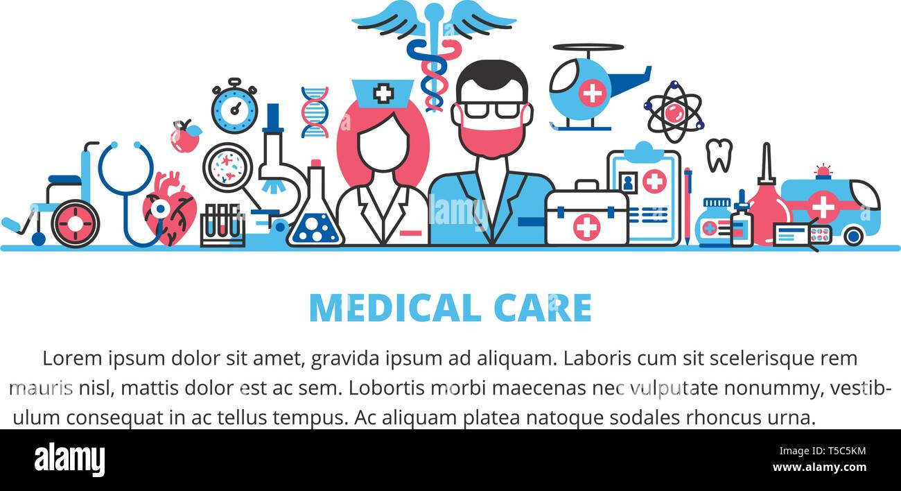 Flat Line Design Website Banner Of Health Care Clinic And Hospital Facilities Modern Vector Illustration For Web Design Marketing And Print Materia Stock Vector Image Art Alamy
