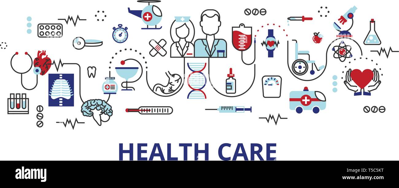 Flat Line Design Website Banner Of Health Care Clinic And Hospital Facilities Modern Vector Illustration For Web Design Marketing And Print Materia Stock Vector Image Art Alamy