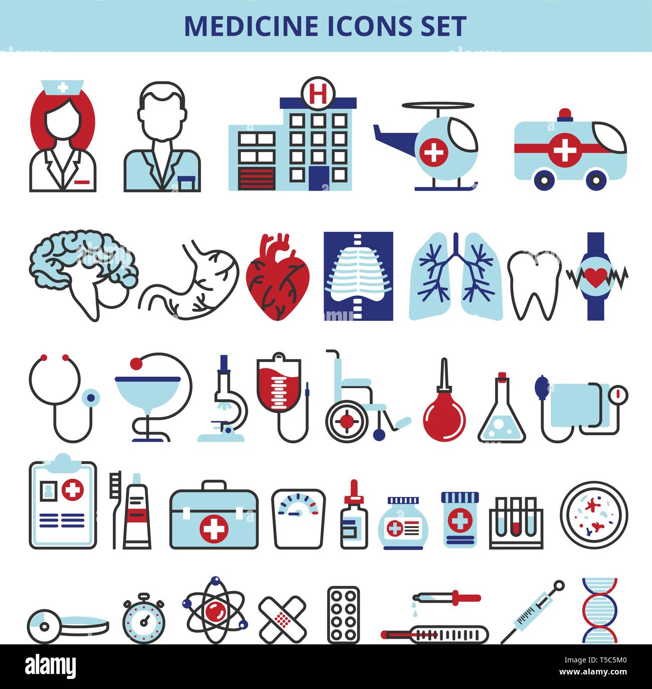 Flat Line Design Icons Set Medicine Concept Clinic And Hospital Facilities Modern Vector Illustration For Web Design Marketing And Print Material Stock Vector Image Art Alamy