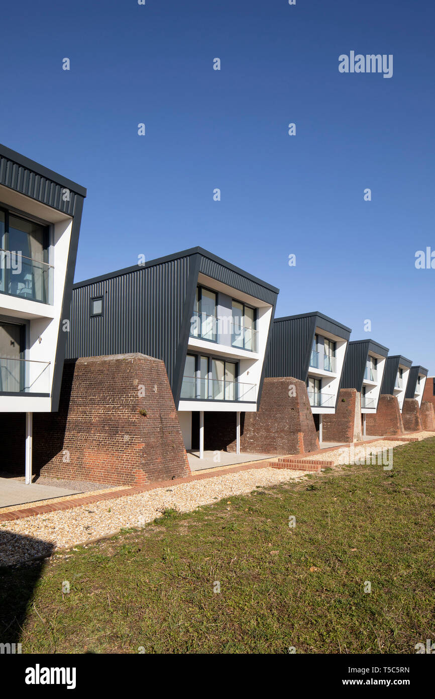 Front view of row of houses from one end. Priddys Hard, Gosport, United