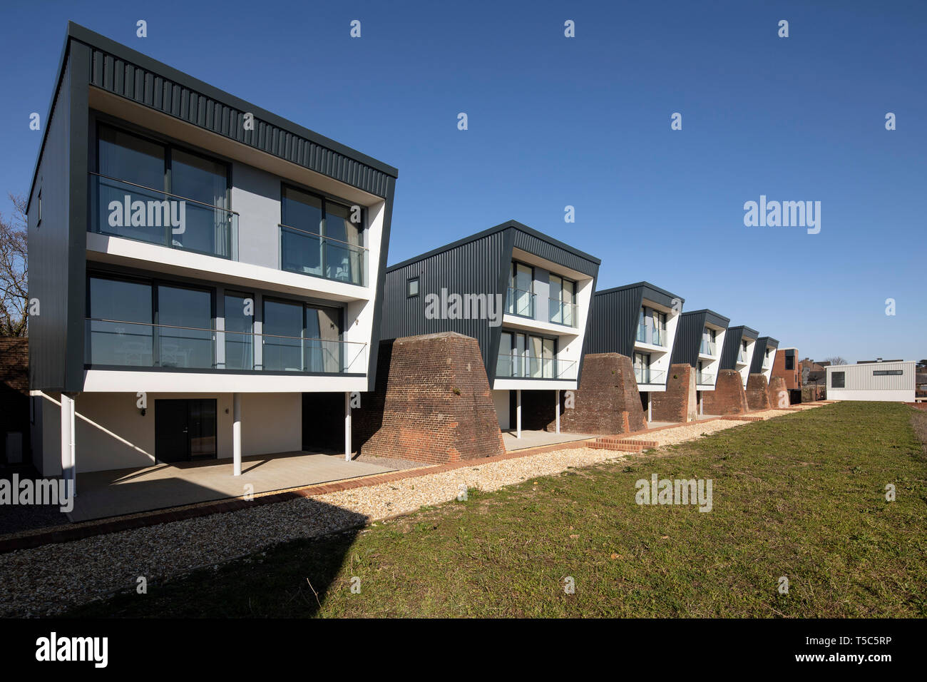 Front view of row of houses from one end. Priddys Hard, Gosport, United