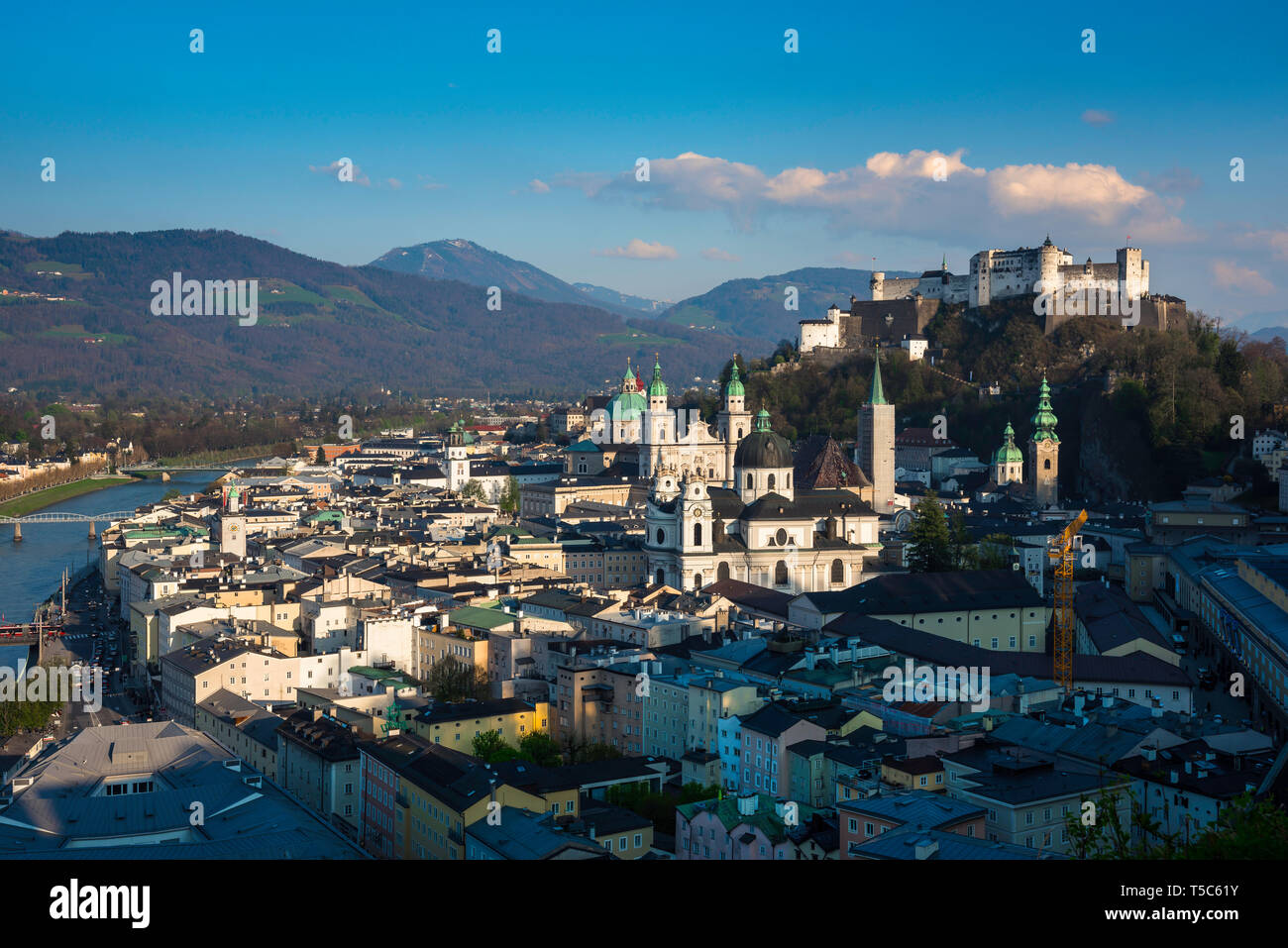 Salzburg Austria, view of Salzburg old town with its churches
