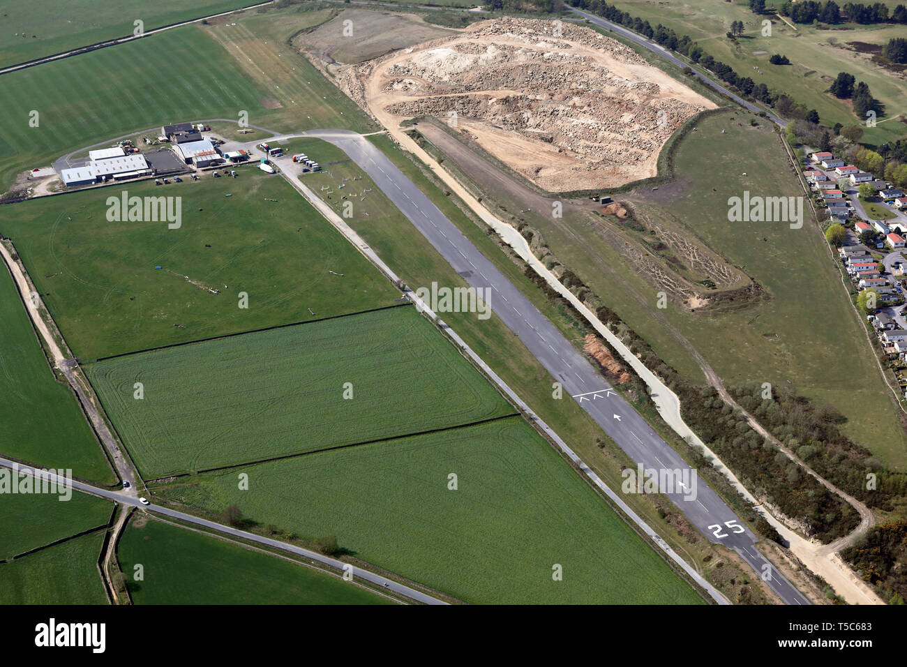 aerial view of Crosland Moor Airfield, Huddersfield, West Yorkshire Stock Photo