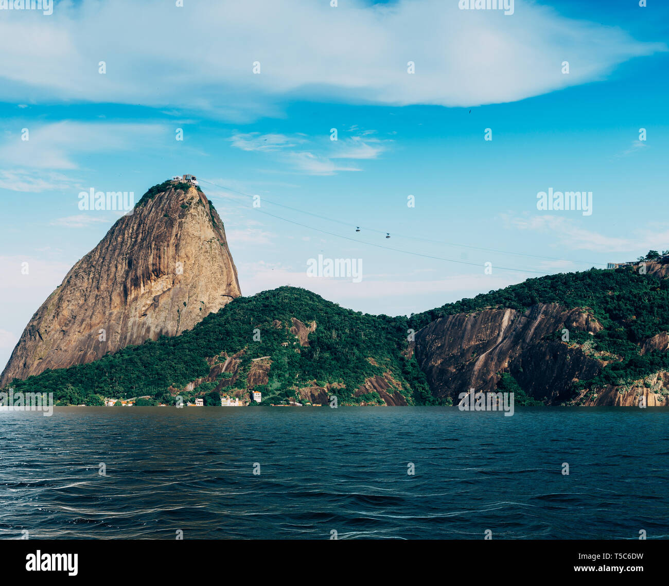 Digital composite of flooded SugarLoaf Mountain in Rio de Janeiro, Brazil - global warming rising sea levels environmental damage concept Stock Photo