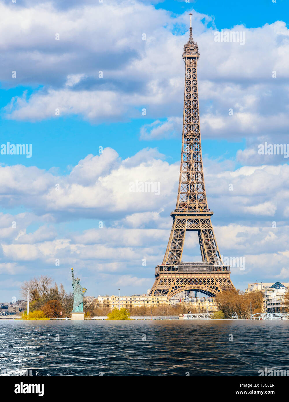 Global warming, melting ice caps, climate change flood concept in Paris, France. Stock Photo