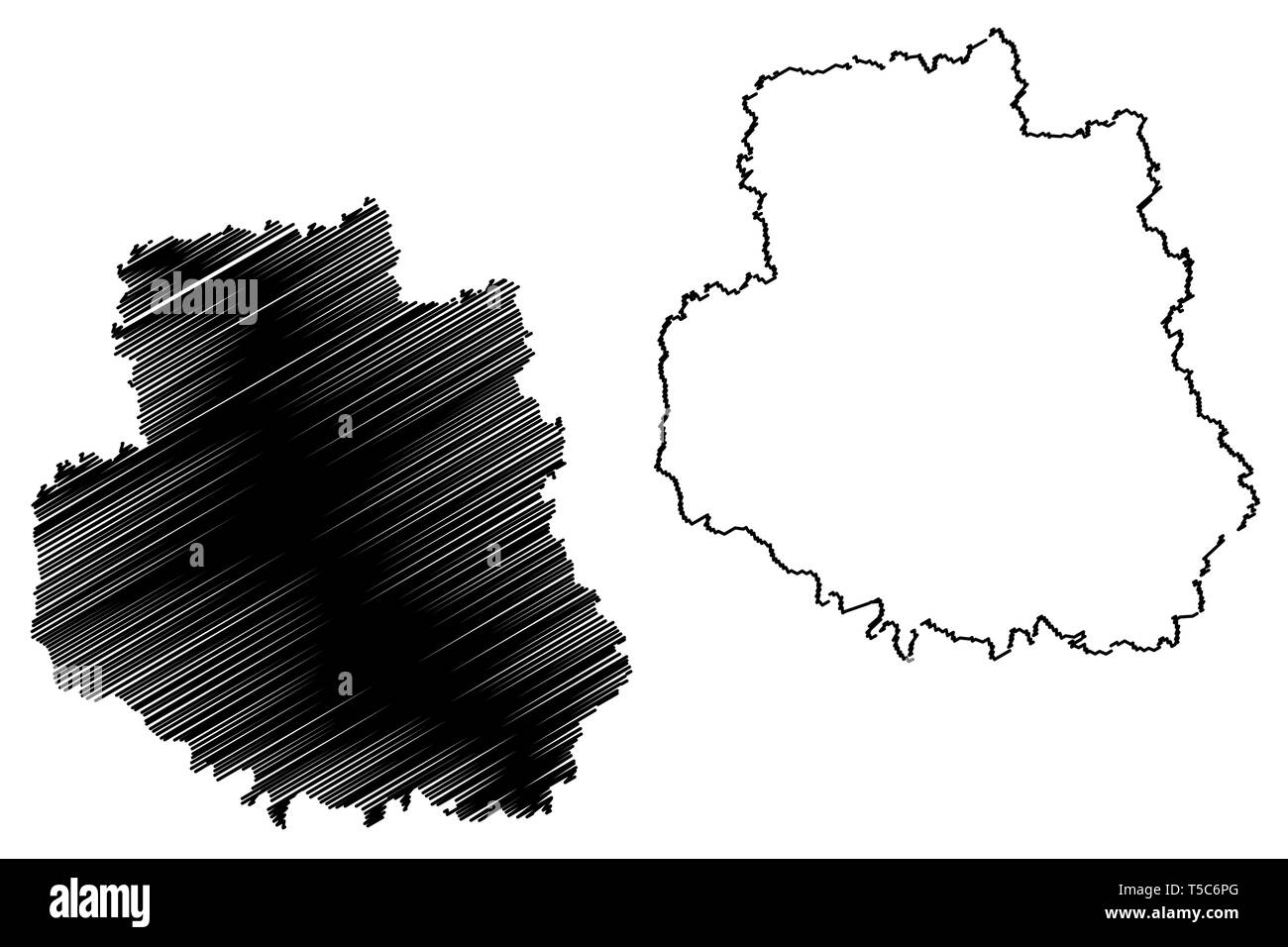 Vinnytsia Oblast (Administrative divisions of Ukraine, Oblasts of Ukraine) map vector illustration, scribble sketch Vinnychchyna map Stock Vector