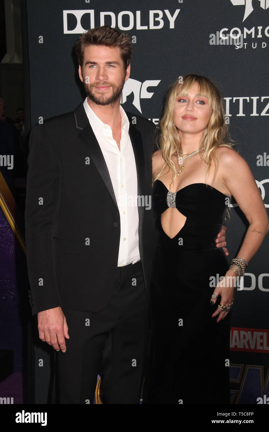 Liam Hemsworth, Miley Cyrus 04/22/2019 The world premiere of Marvel